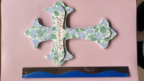 Personalized Wooden Cross Keepsake with Child's Name and Date of Birth