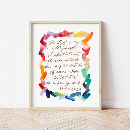 Load image into Gallery viewer, Rainbow Colors Psalm 23:1-3 Art Print
