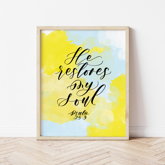 Load image into Gallery viewer, Psalm 23:3 He Restores My Soul Art Print
