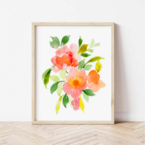 Anemone & Peony Bouquet Art Print