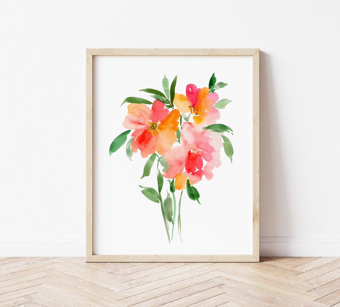 Abstract Anemone Bouquet Art Print