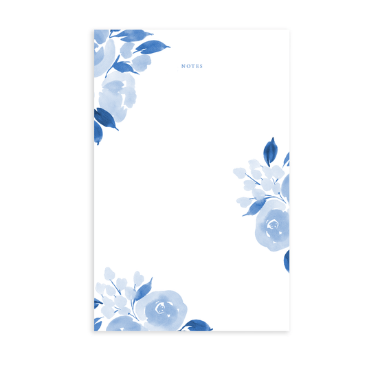 Blue & White Floral Notepad