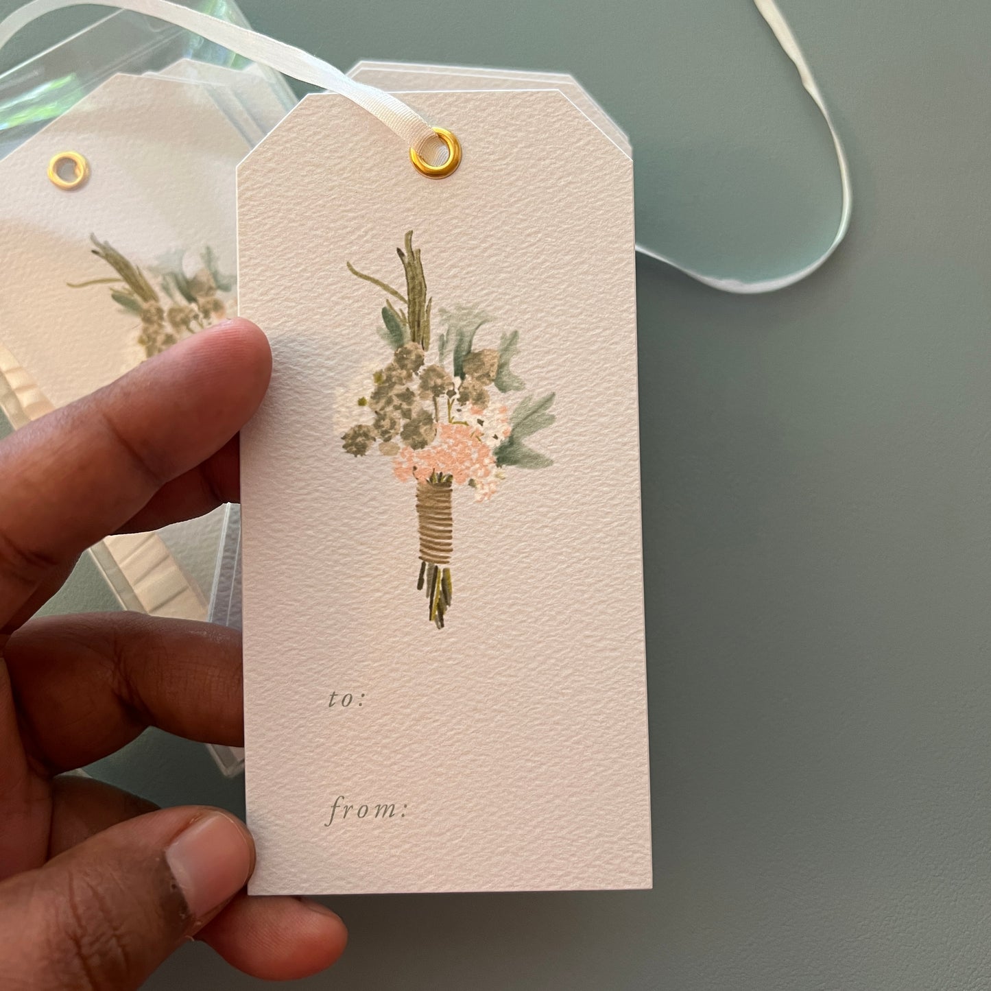 Button Flower Bouquet Gift Tags