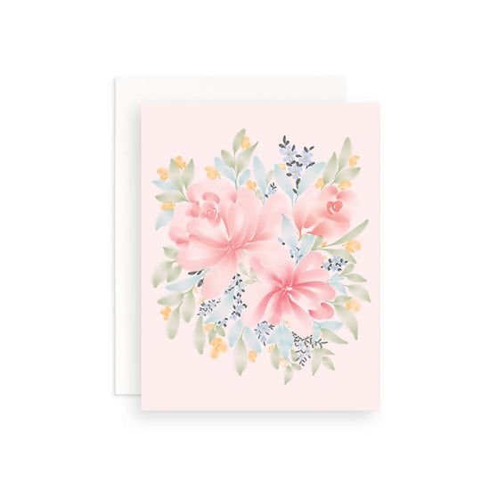 Pink Roses Floral Greeting Card