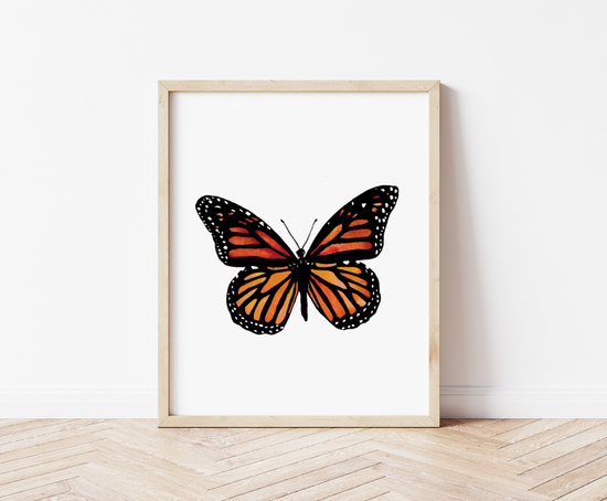 Monarch Butterfly 1 Watercolor Wall Art Print, Butterfly Art