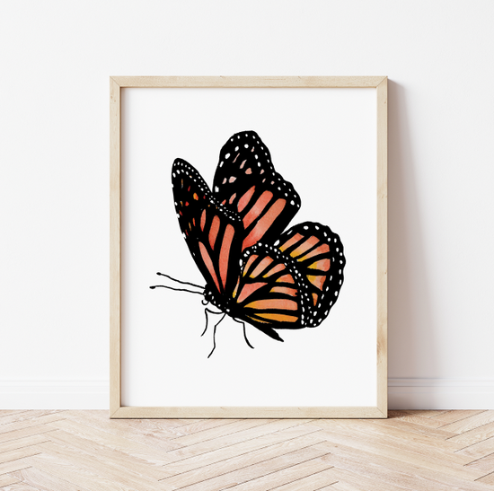 Monarch Butterfly 2 Watercolor Wall Art Print, Monarch Butterfly Art