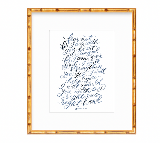 Fear Not Isaiah 41:10 Watercolor Lettering Art Print