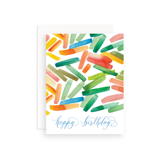 Colorful Watercolor Strokes Birthday Greeting Card